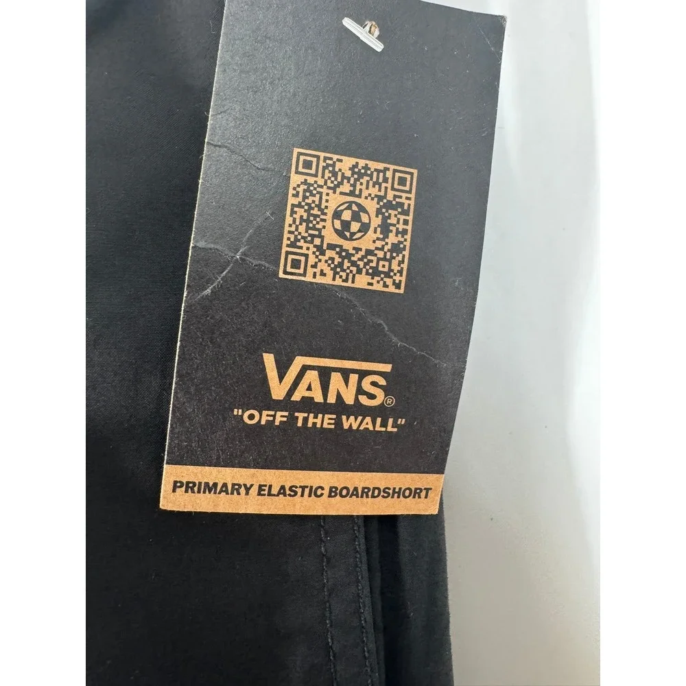 Vans Mens Primary Solid Elastic Boardshorts Black Relaxed Fit Size XL NWT Swim